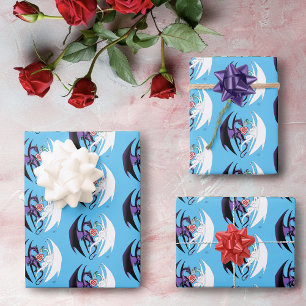 Dragon Love Heart Blue Wrapping Paper Sheet