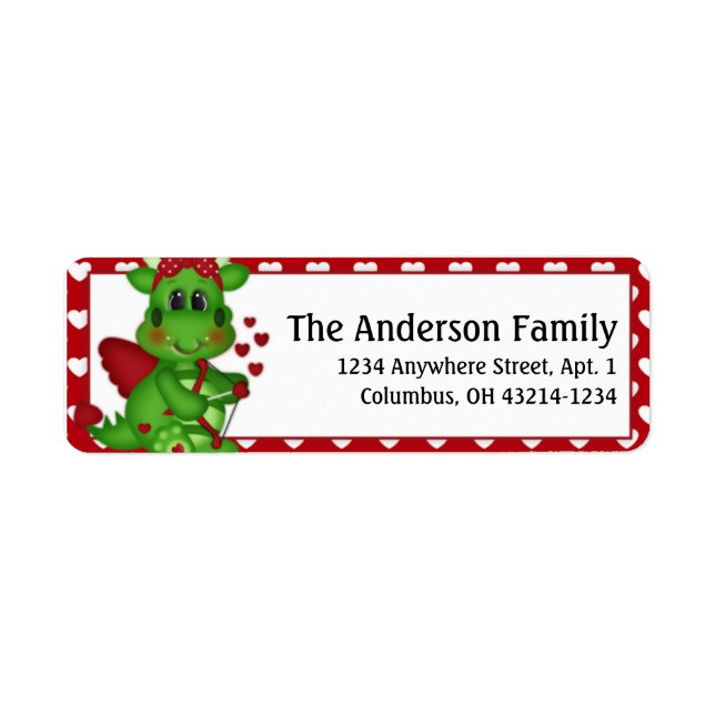 Dragon Love Valentine's Day Address Labels d5 (Front)