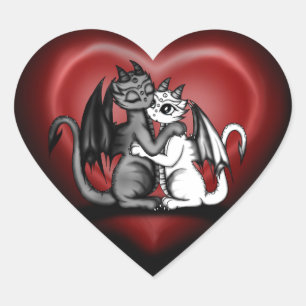 Dragon Lovepair Heart Sticker