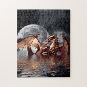Dragon & Lune Imaginaire Mythique Art Puzzle