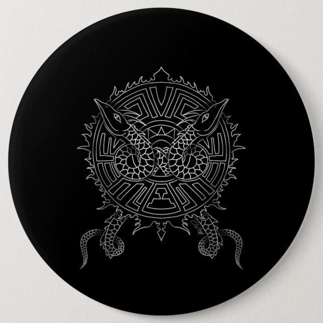 Dragon Mandala Tattoo Design 6 Inch Round Button (Front)