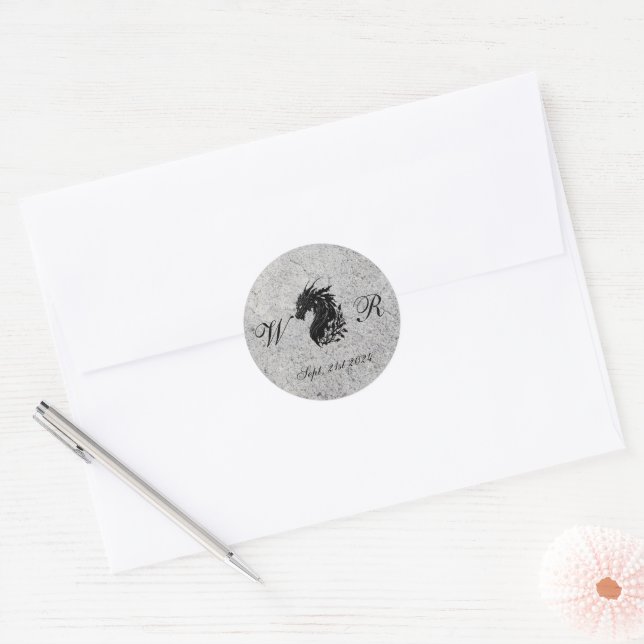 Dragon, Medieval Classic Round Sticker (Envelope)