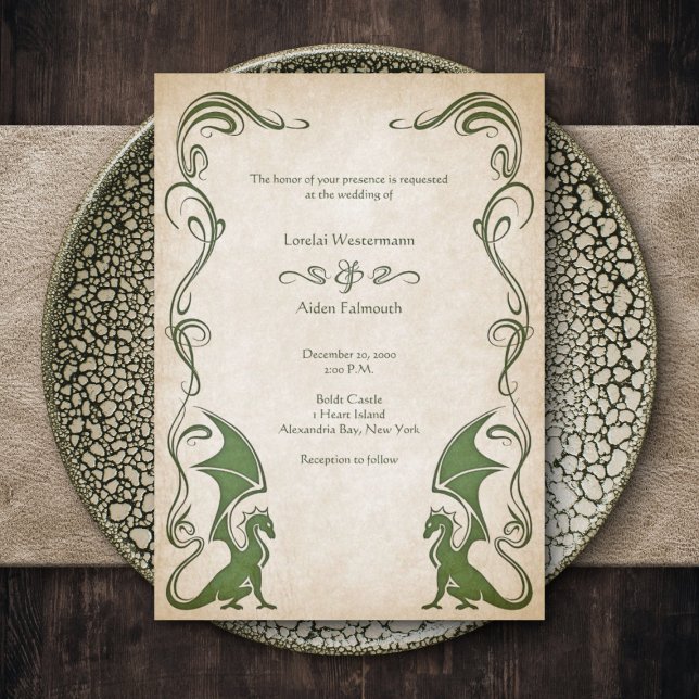 Dragon Medieval Fantasy Wedding Invitation (Creator Uploaded)