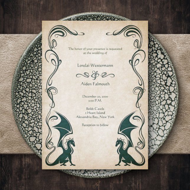 Dragon Medieval Fantasy Wedding Invitation (Creator Uploaded)
