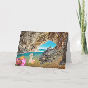 Dragon Meets Easter Bunny Greeting Card