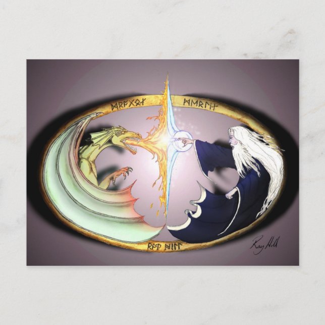Dragon & Merlin Postcard (Front)