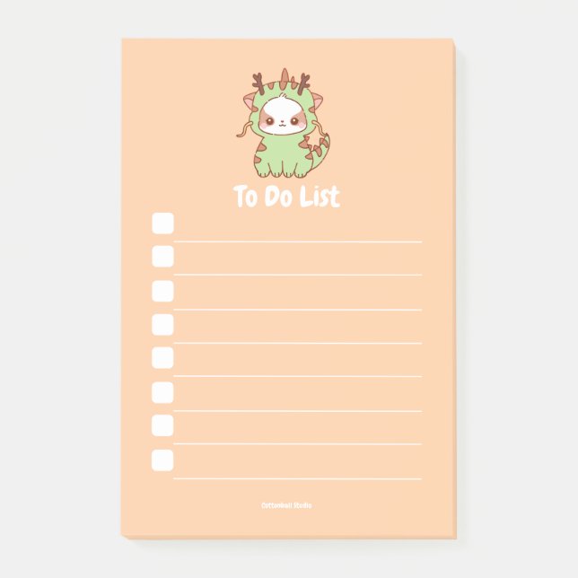 Dragon Mochi Customizable to do list Post-it Notes (Front)