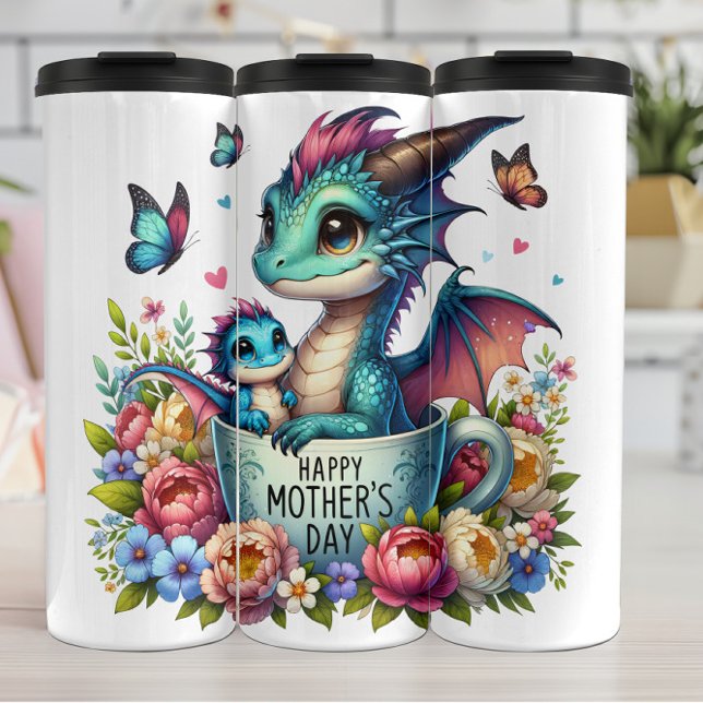 Dragon Mom: Pup, Flowers, Mother's Day Thermal Tumbler (Creator Uploaded)