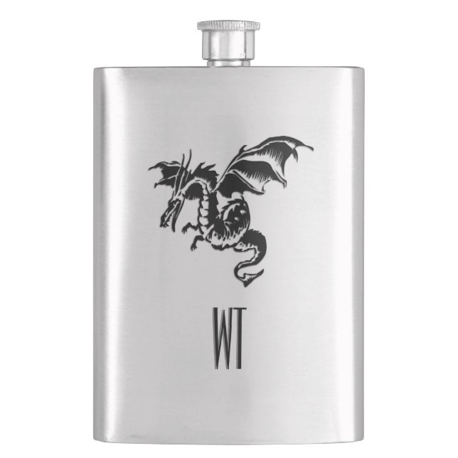 Dragon Monogram Hip Flask (Front)