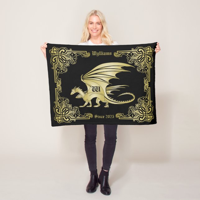 Dragon Monogramme Gold Frame Couverture De Livre T (En situation)