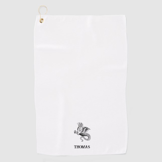 Dragon monster midieval vintage power      golf towel (Front)