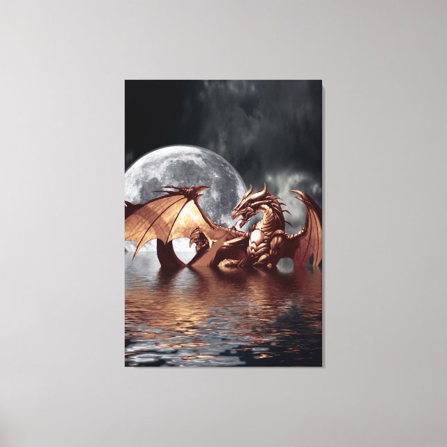 Dragon & Moon Fantasy Art Print (Front)