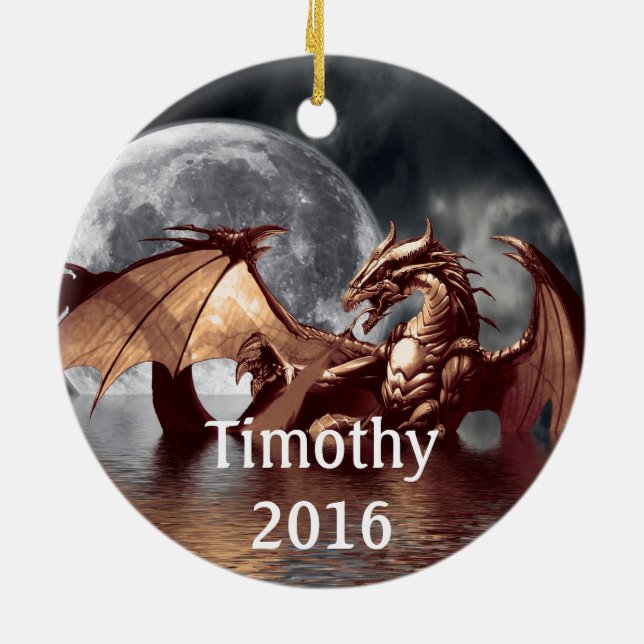 Dragon Moon Fantasy Tree Ornament (Back)