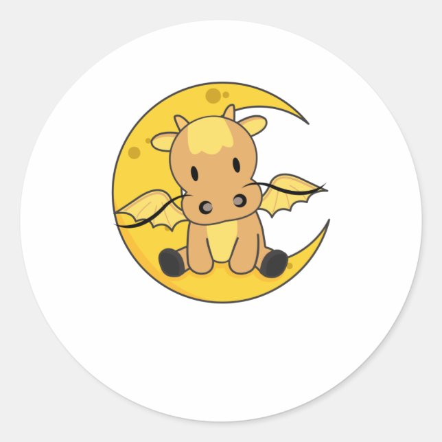 Dragon Moon Good Night Dragon Fantasy Classic Round Sticker (Front)