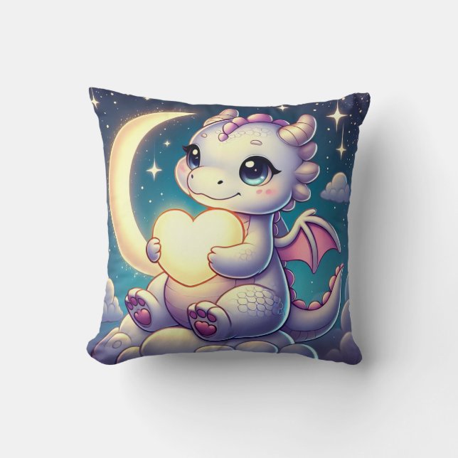 Dragon Moon Heart Throw Pillow (Front)