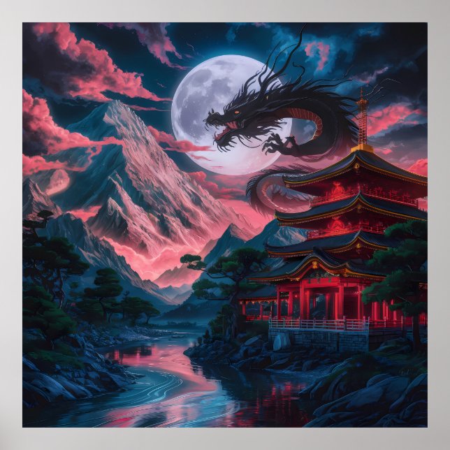  Dragon Moon Mountains Poster (Front)