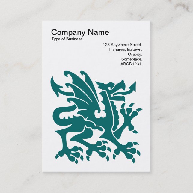 Dragon - Moss Green on White Business Card (Front)