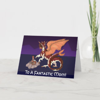 Dragon Mother and Baby Fantastic Mom Greeting Card