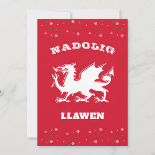 Dragon Nadolig Llawen Merry Christmas Welsh Themed Holiday Card