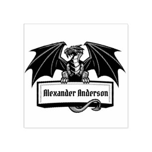 Dragon Name Plate Personalize Rubber Stamp