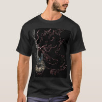 Dragon noir avec le T-shirt de guitare de crâne