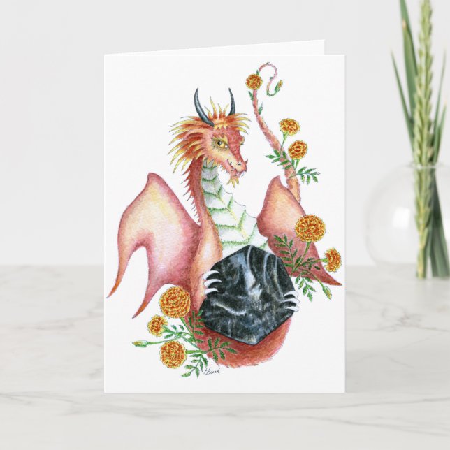 Dragon noir d'onyx - carte de voeux (Devant)
