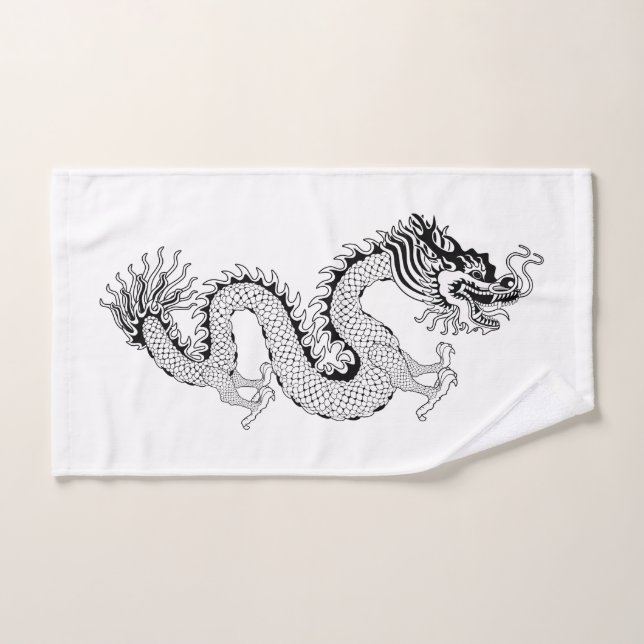 Dragon noir et blanc (Serviette à main)
