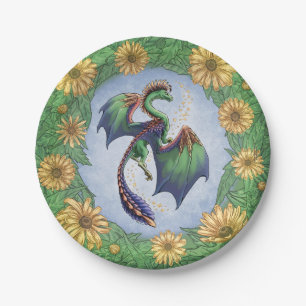 Dragon of Summer Nature Fantasy Art Paper Plate