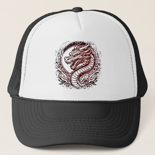 Dragon of Wisdom Red Trucker Hat (Front)
