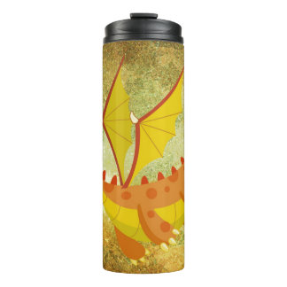 Dragon on an orange texture thermal tumbler