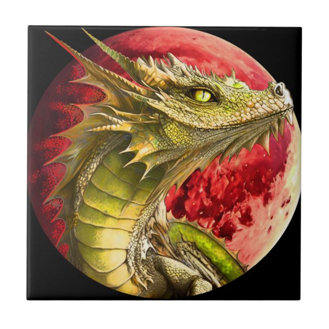 Dragon on Bloody Moon Tile (Front)