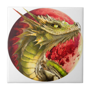 Dragon on Bloody Moon Tile
