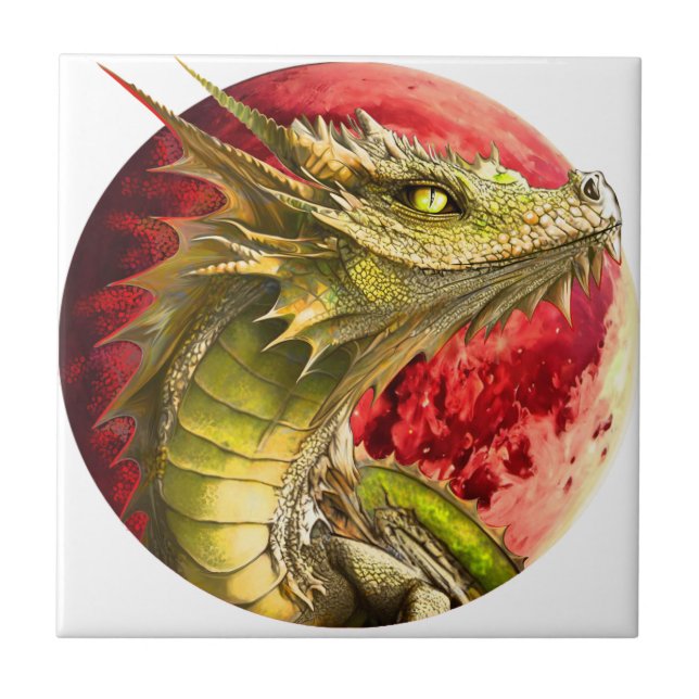 Dragon on Bloody Moon Tile (Front)