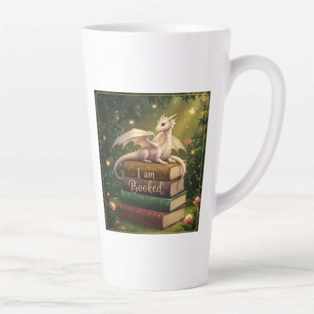 Dragon on books - Latte Mok Mug (Right)