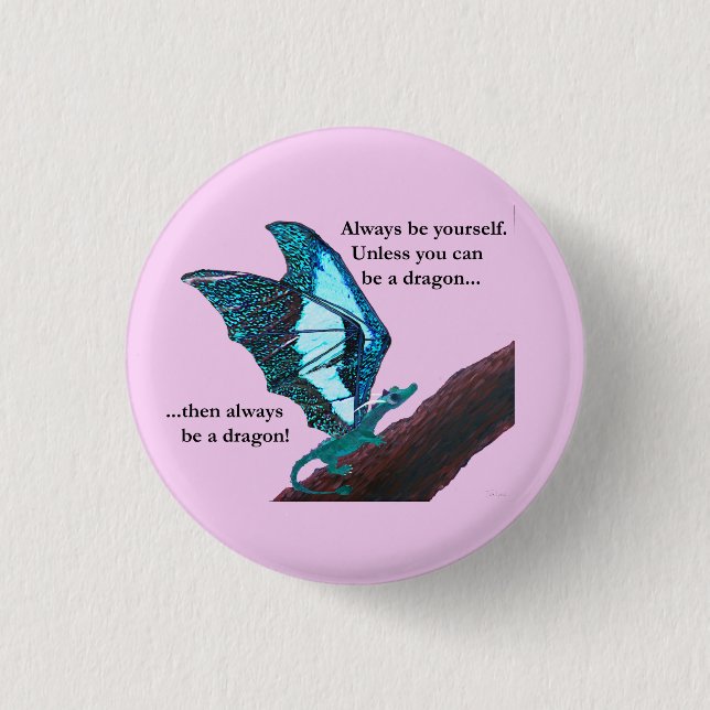 Dragon on Branch 1 Inch Round Button (Front)