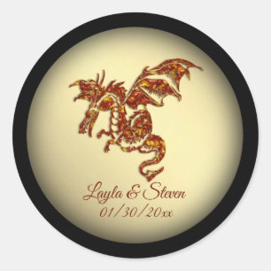 Dragon on Gold Personal Classic Round Sticker