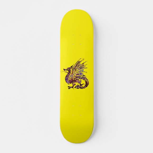Dragon on Purple and Gold Skateboard (Front)