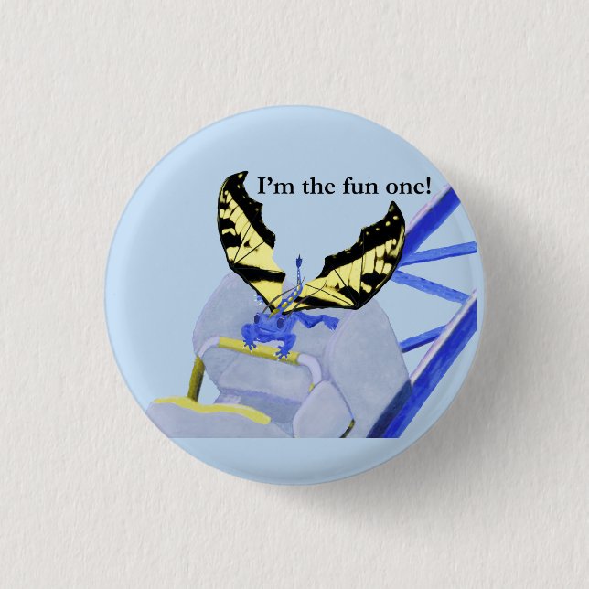 Dragon on Roller Coaster 1 Inch Round Button (Front)