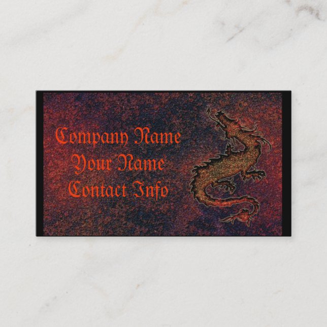 dragon on rusty metallic background business card (Front)