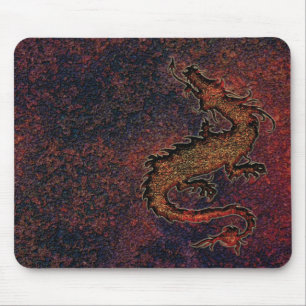 dragon on rusty metallic background mouse pad