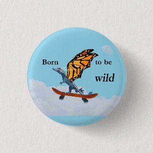 Dragon on Skateboard 1 Inch Round Button