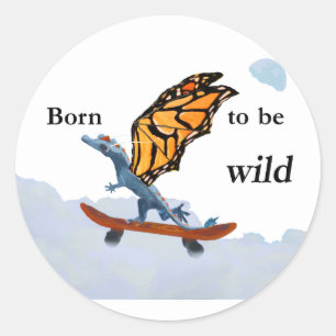 Dragon on Skateboard Classic Round Sticker