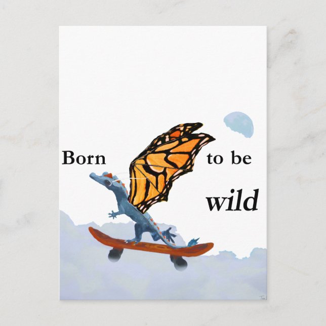 Dragon on Skateboard Postcard (Front)