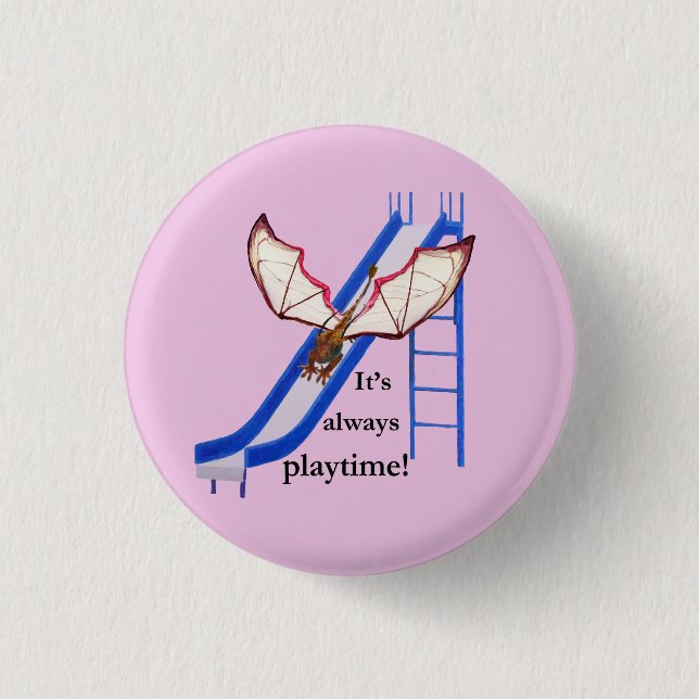 Dragon on Slide 1 Inch Round Button (Front)