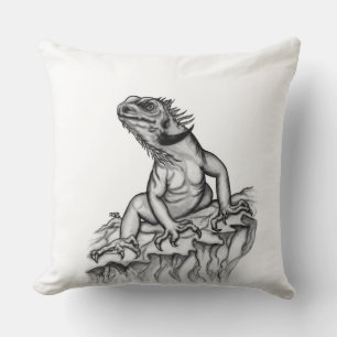 Dragon on the Rock Throw Pillow