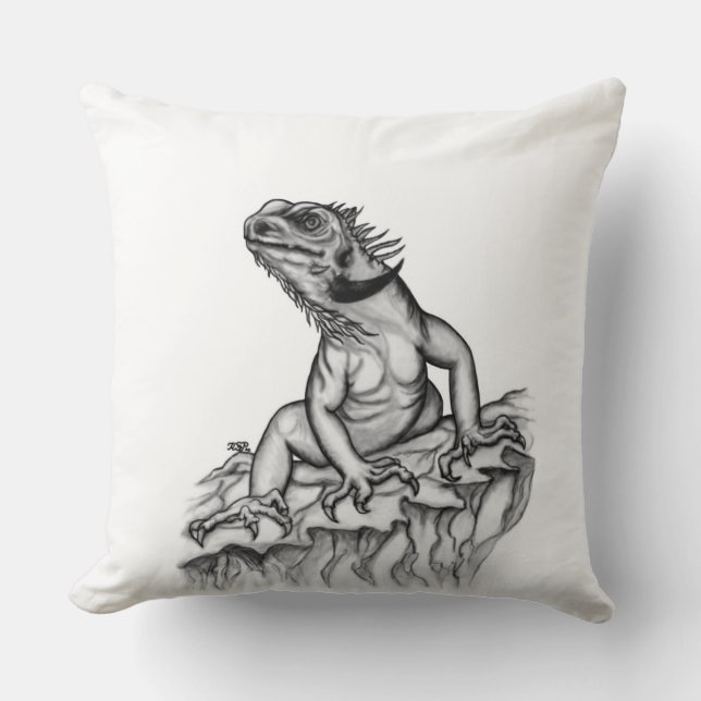 Dragon on the Rock Throw Pillow (Front)