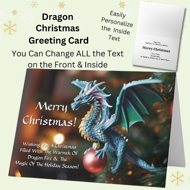 Dragon on Tree Bauble  Merry Christmas  Card (Creator Uploaded)