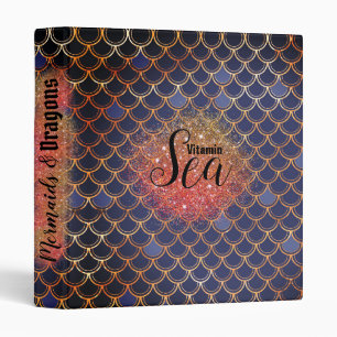 Dragon or Mermaid Scales Cobalt Blue, Golden Pink Binder