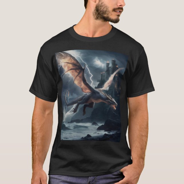 Dragon over the castle. T-Shirt (Front)
