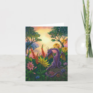 Dragon parmi le carte pour notes de fleurs